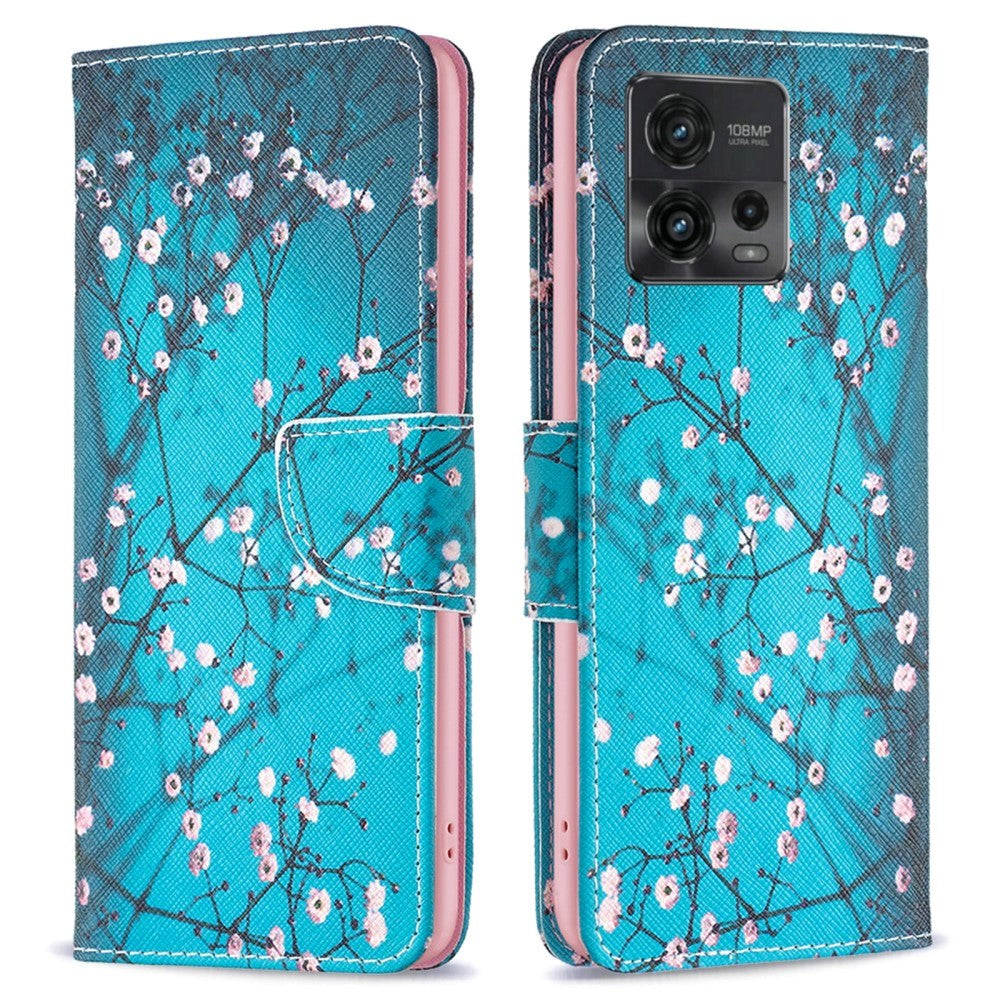 Motorola Moto G72 Leather Flip Cover m. Lommebok - Blomstrende