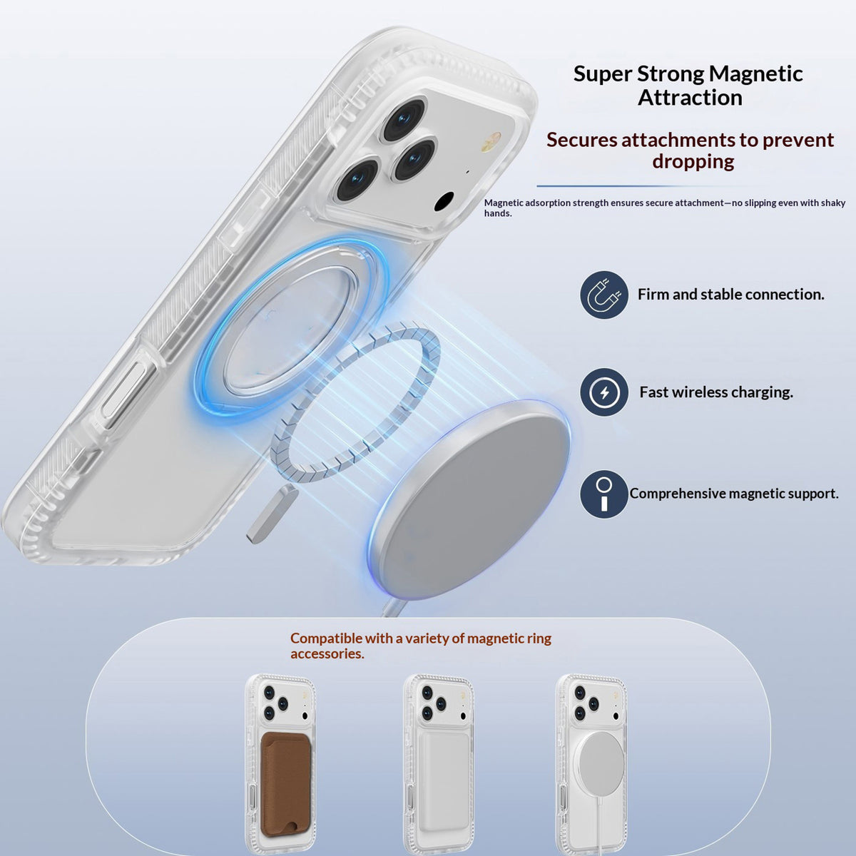 EIDERWOOD iPhone 18 Pro Max / 17 Pro Max Mobil Cover m. Skærmbeskyttelse og Kickstand - MagSafe Kompatibel - Hvid / Gennemsigtig