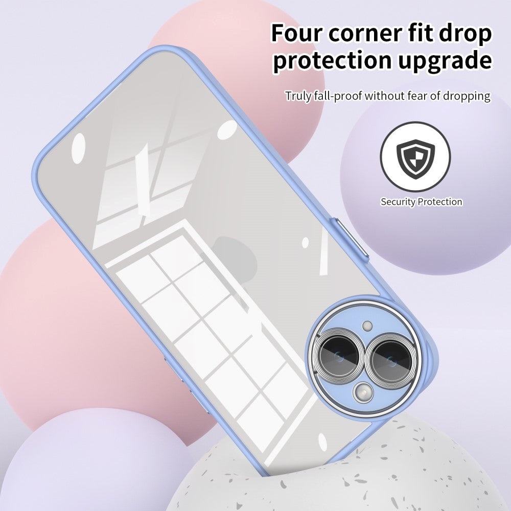 Iphone 14 Hybrid Plastik Cover med Kameralinse Beskyttelse - Blå