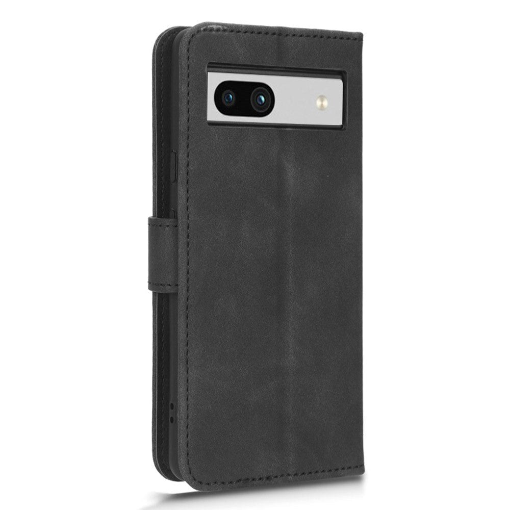 Google Pixel 7A Leather Flip Cover m. Kortholdere - Svart