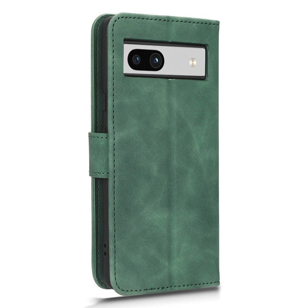Google Pixel 7A Leather Flip Cover m. Kortholdere - Grønn