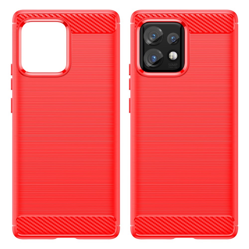 Motorola Edge 40 Pro børstet karbonfiber bakdeksel - rød