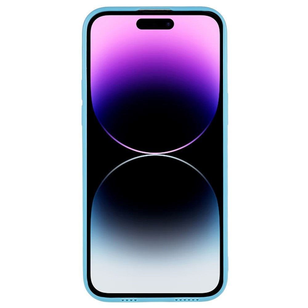 iPhone 14 Pro Skinndekket 3D plastbakdeksel m. Kameralinsebeskyttelse - blå