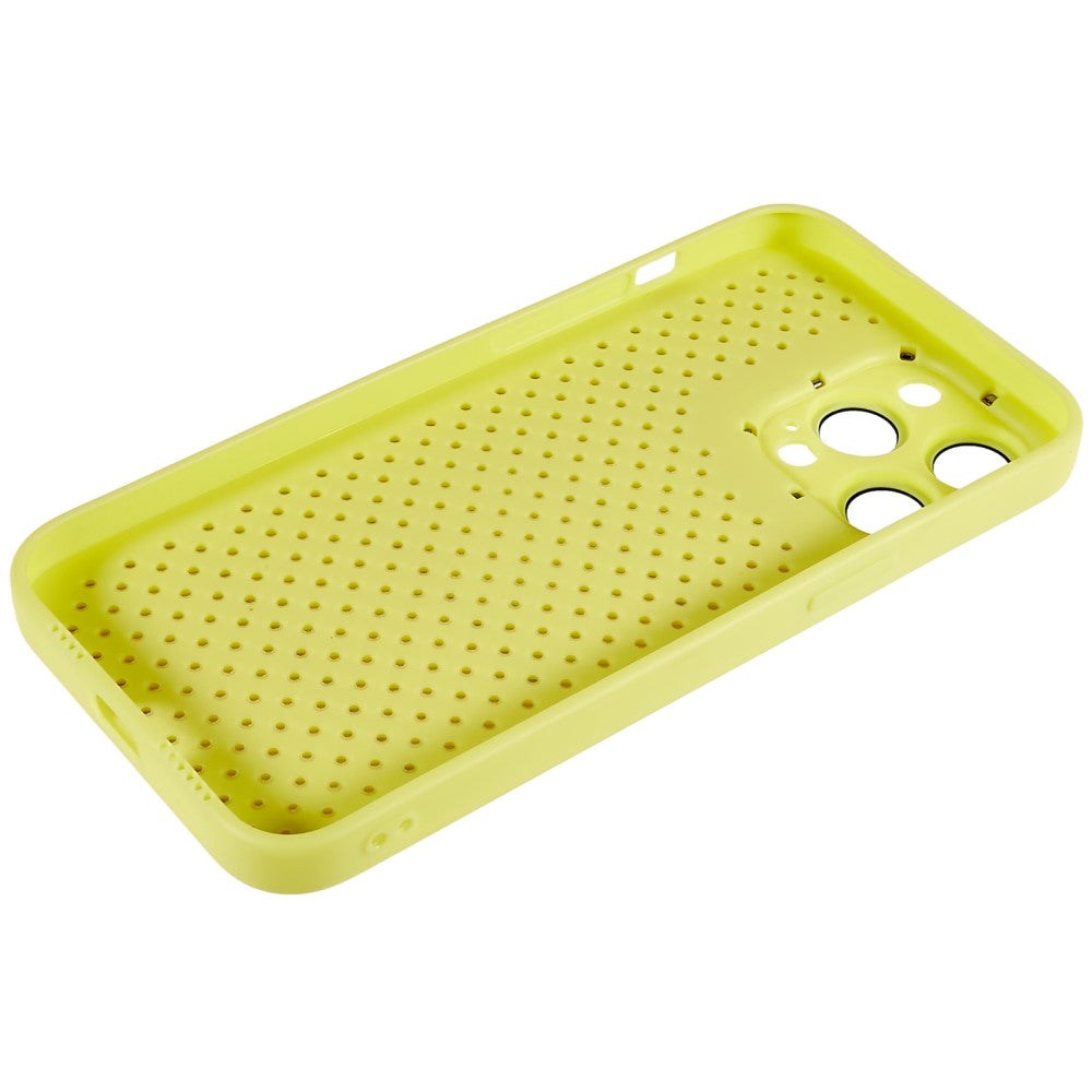 iPhone 14 Pro Skinndekket 3D plastbakdeksel m. Kameralinsebeskyttelse - gul