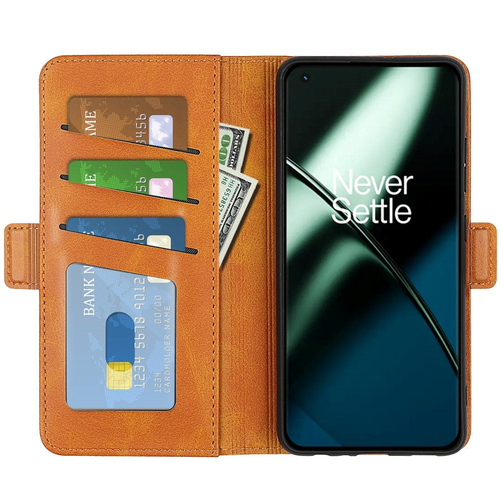 OnePlus 11 Flip Cover m. Kortholder & Ståfunktion - Lysebrun