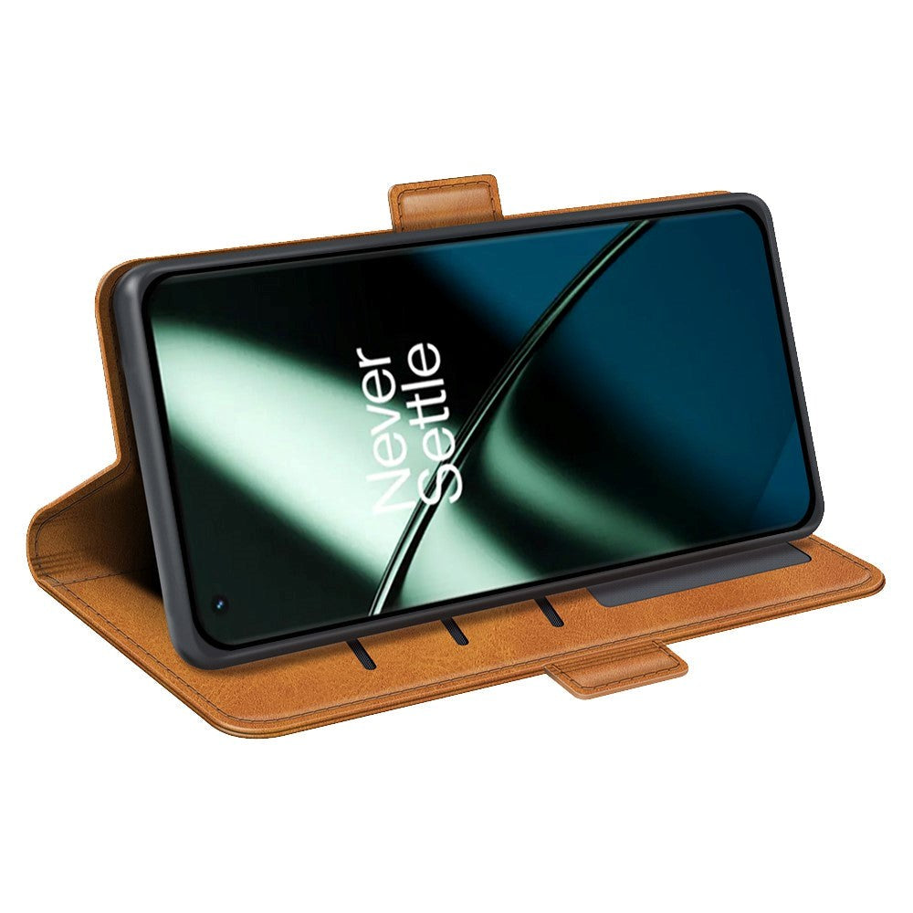 OnePlus 11 Flip Cover m. Kortholder & Ståfunktion - Lysebrun