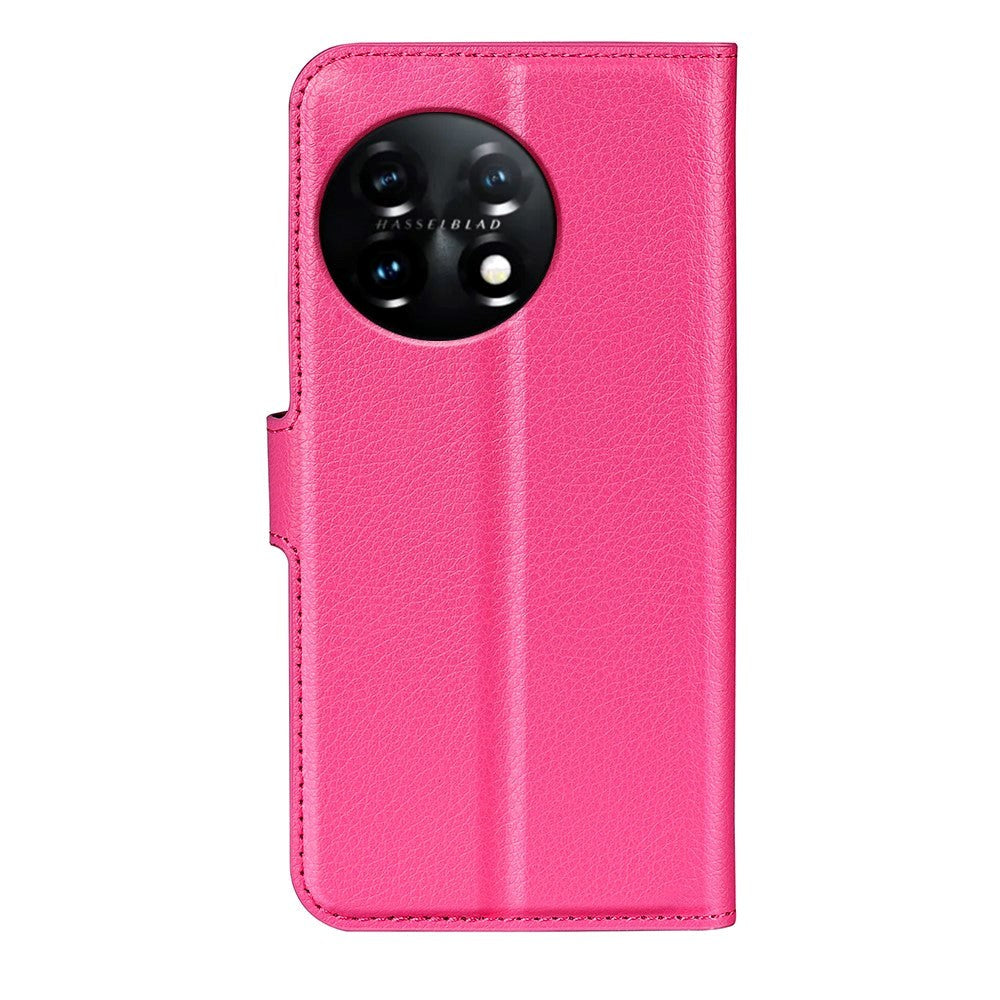 OnePlus 11 PU Litchi Leather Flip Cover m. Lommebok - Rosa
