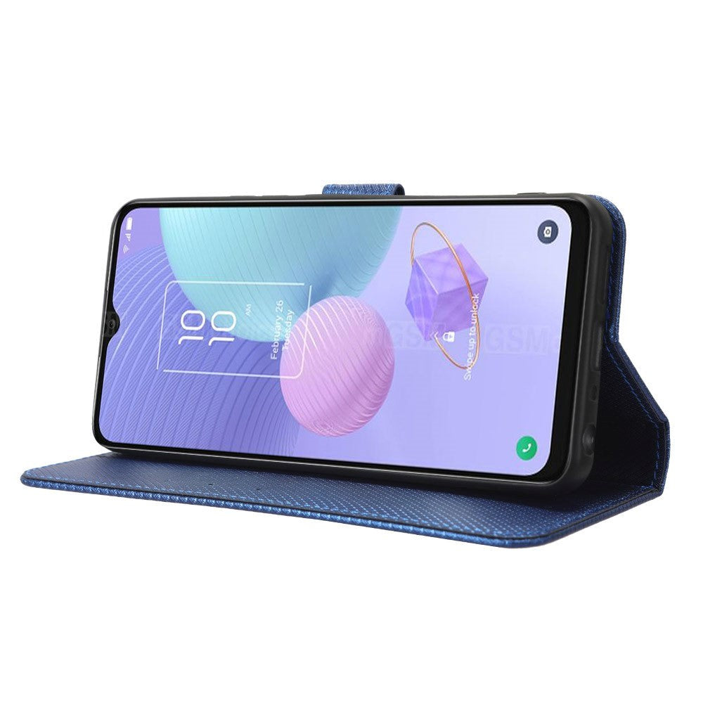TCL 405 / 406 / 408 / T506D Leather Flip Cover m. Diamanttekstur - blå