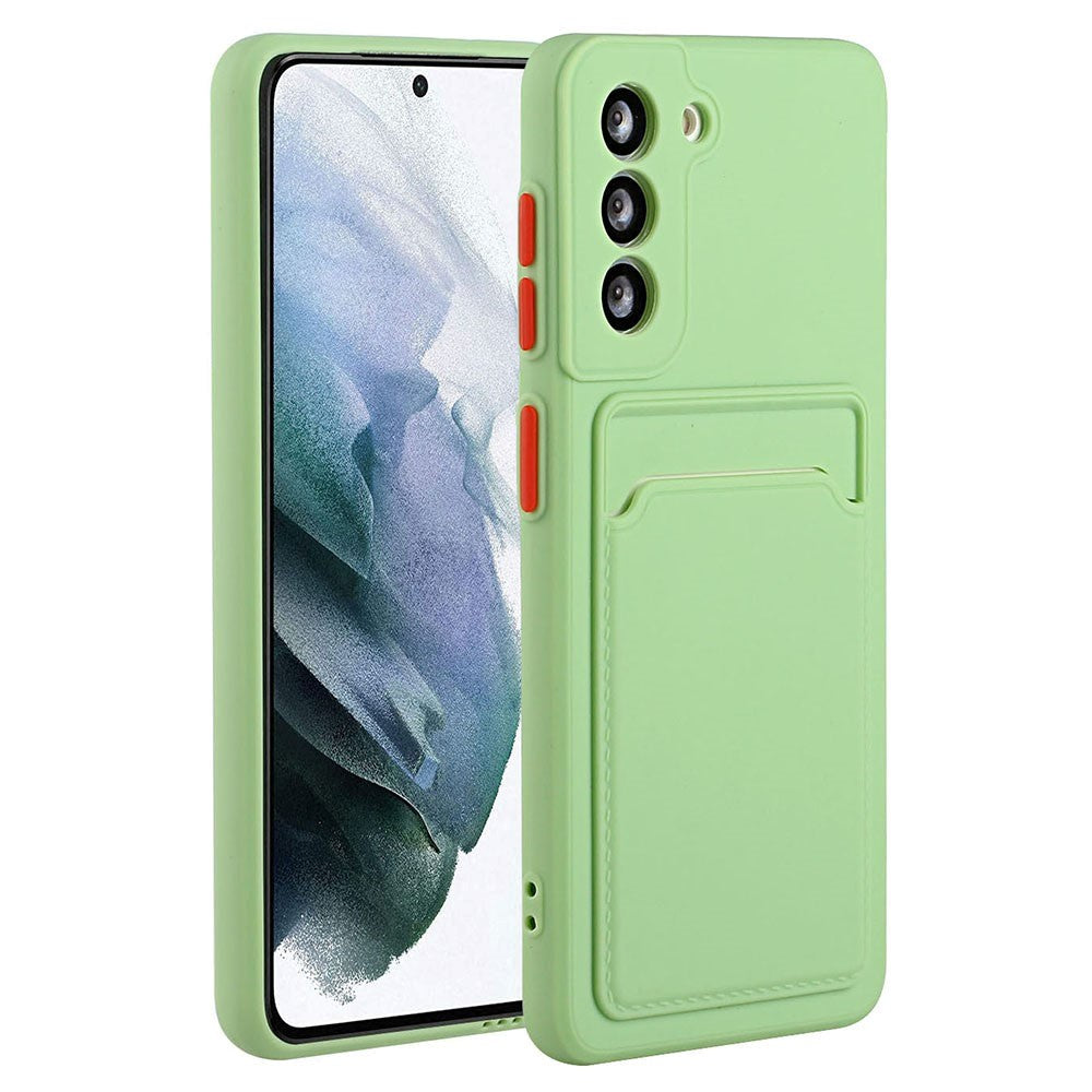 Samsung Galaxy S23 Fleksibel Plastik Bagside Cover m. Kortholder - Lysegrøn