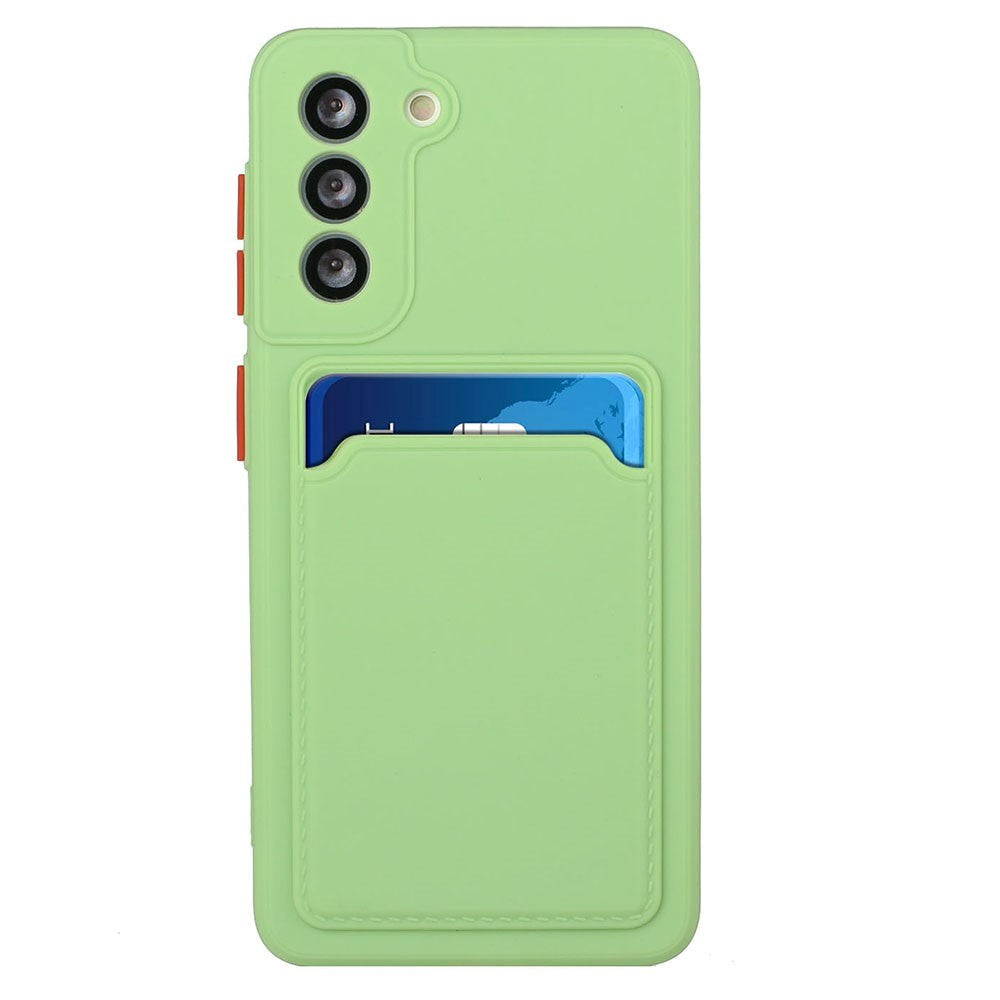 Samsung Galaxy S23 Fleksibel Plastik Bagside Cover m. Kortholder - Lysegrøn