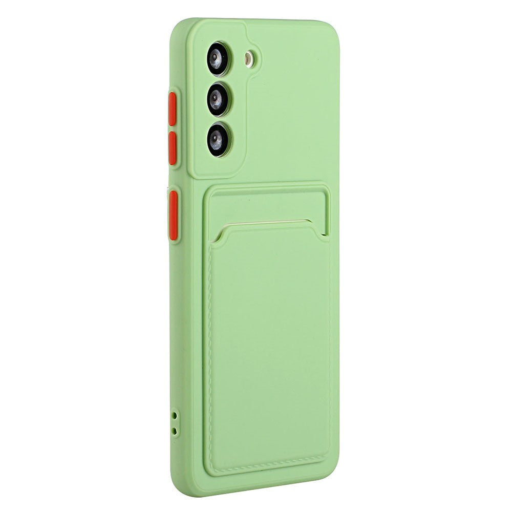 Samsung Galaxy S23 Fleksibel Plastik Bagside Cover m. Kortholder - Lysegrøn