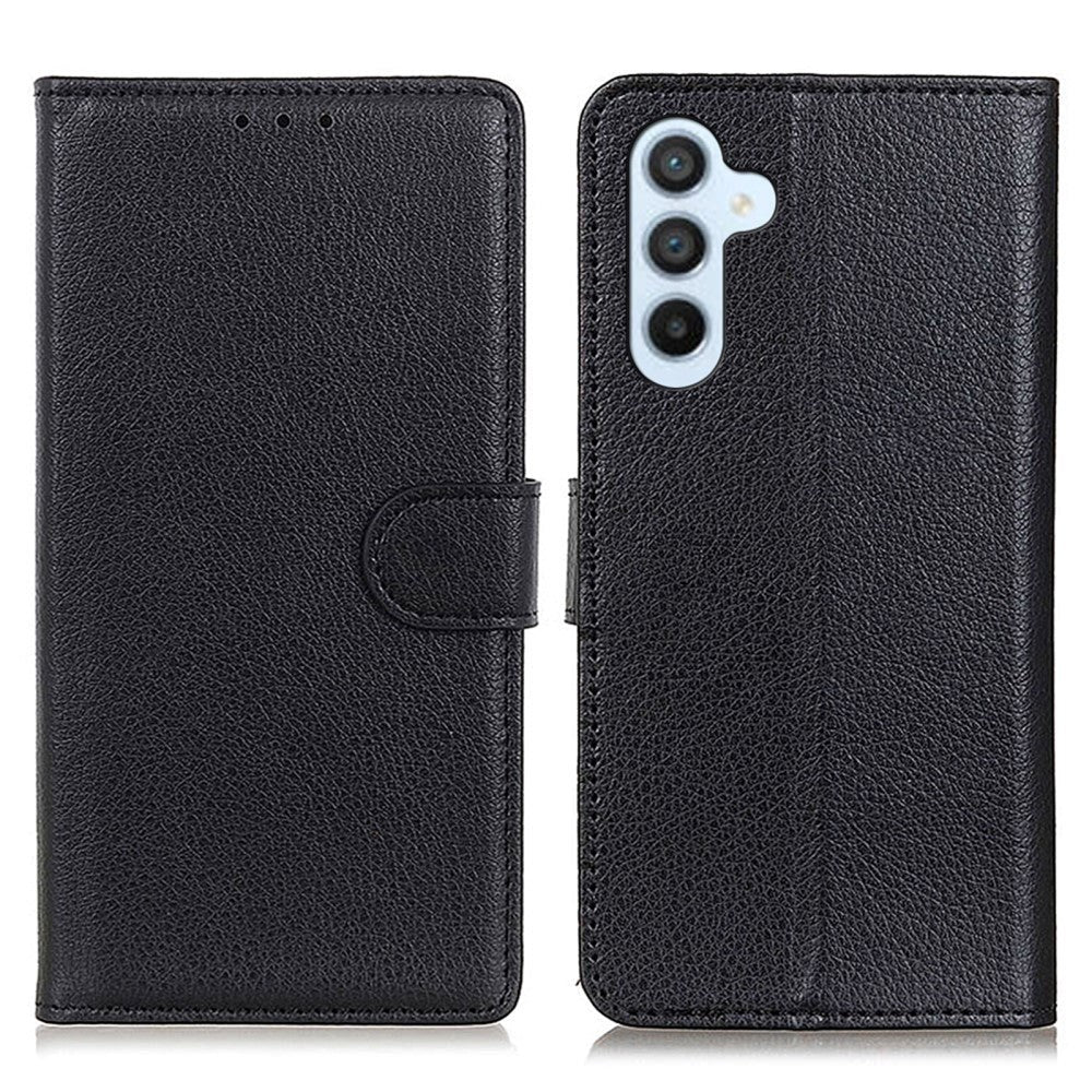 Samsung Galaxy A24 Litchi Leather Flip Cover m. Lommebok - Svart