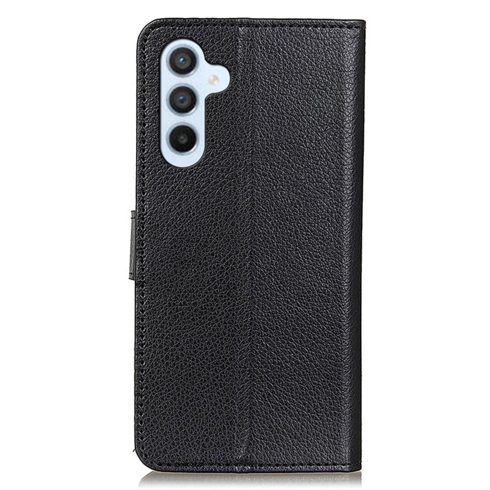 Samsung Galaxy A24 Litchi Leather Flip Cover m. Lommebok - Svart