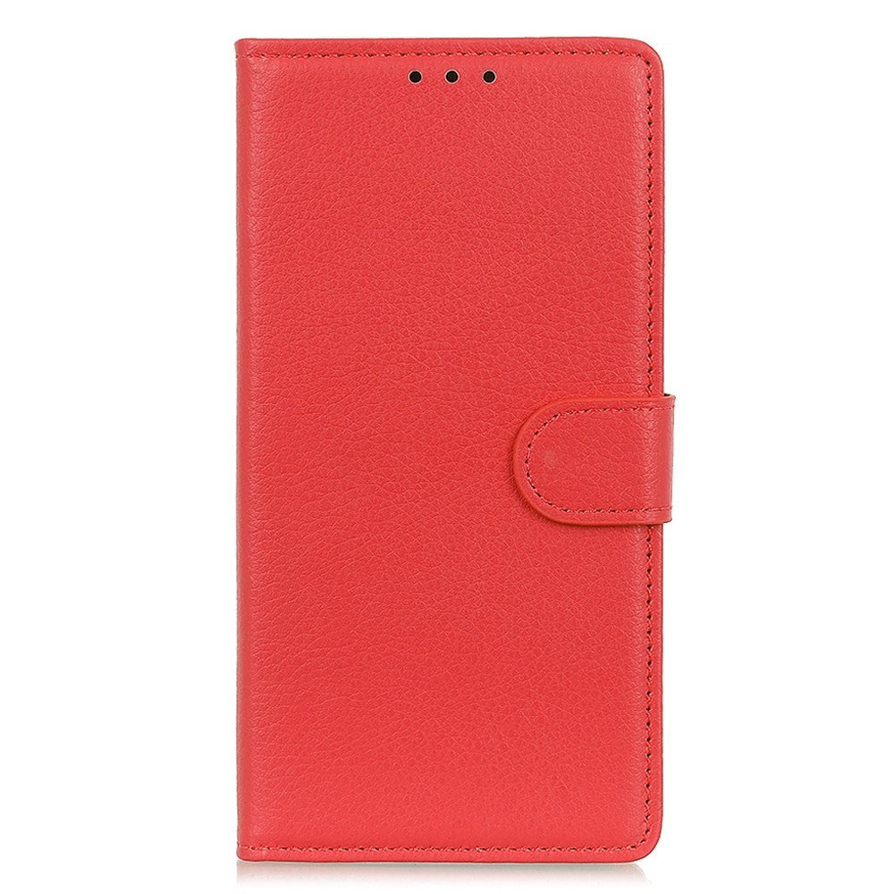 Samsung Galaxy A24 Litchi Leather Flip Cover m. Lommebok - Rød