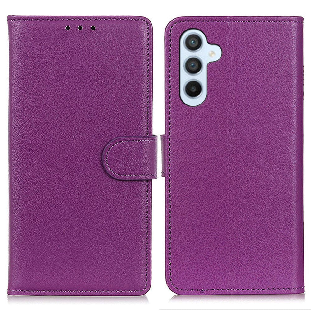 Samsung Galaxy A24 Litchi Leather Flip Cover m. Lommebok - Lilla