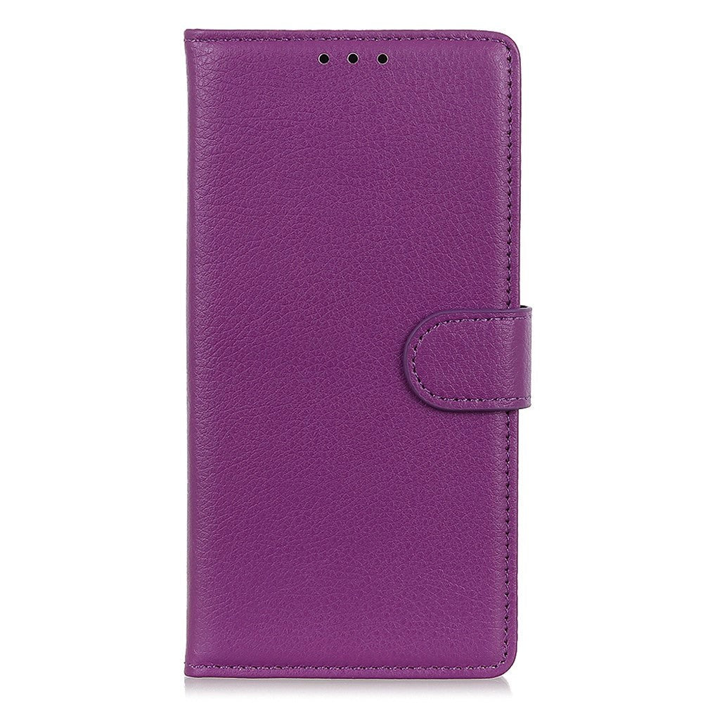 Samsung Galaxy A24 Litchi Leather Flip Cover m. Lommebok - Lilla