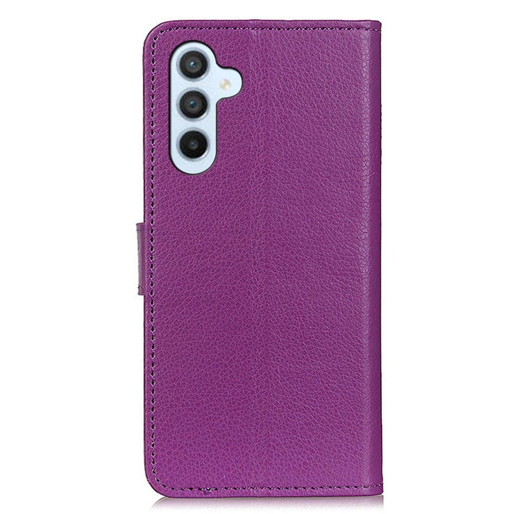 Samsung Galaxy A24 Litchi Leather Flip Cover m. Lommebok - Lilla