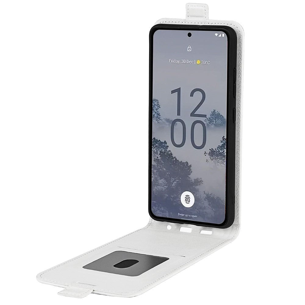 Nokia X30 Vertical Flip Leather Cover m. Kortholder - Hvit