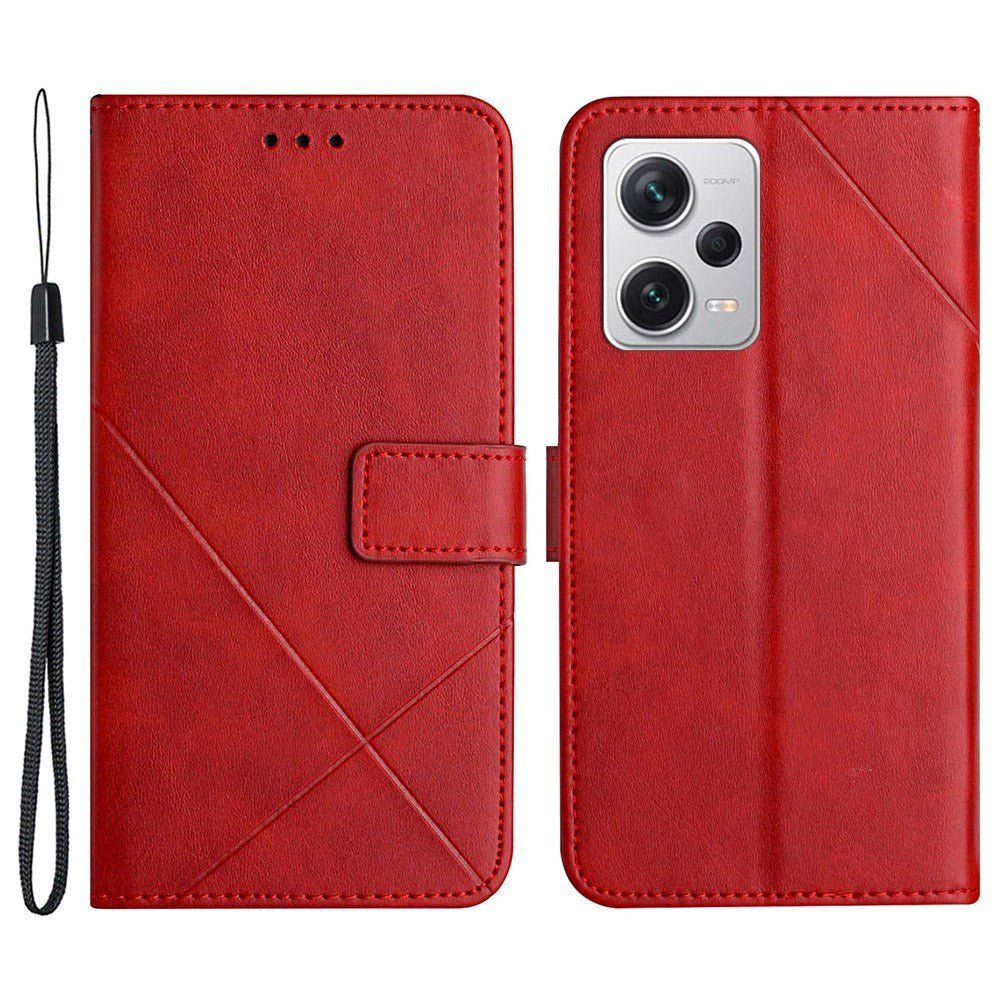 Xiaomi Redmi Note 12 Pro (5G) / Poco X5 Pro (5G) Leather Flip Cover m. Lommebok- og stativfunksjon - rød