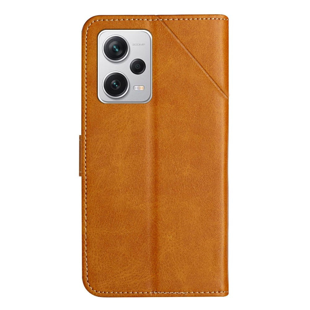 Xiaomi Redmi Note 12 Pro (5G) / Poco X5 Pro (5G) Leather Flip Cover m. Lommebok og stativ - Lysebrun