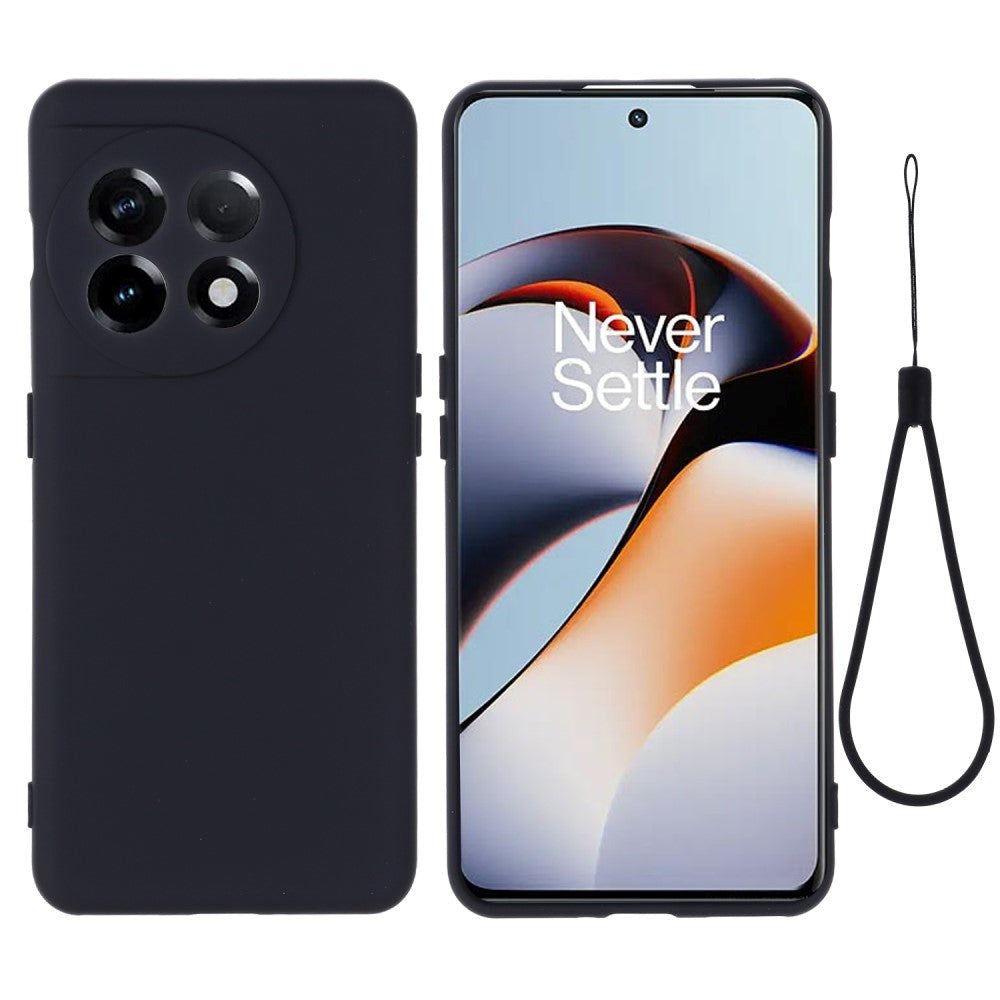 OnePlus 11 flytende silikon bakdeksel m. Stropp - Svart