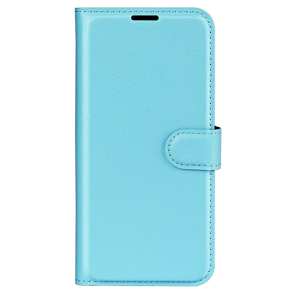 Sony Xperia 1 V Litchi Leather Flip Cover m. Lommebok - Lyseblå