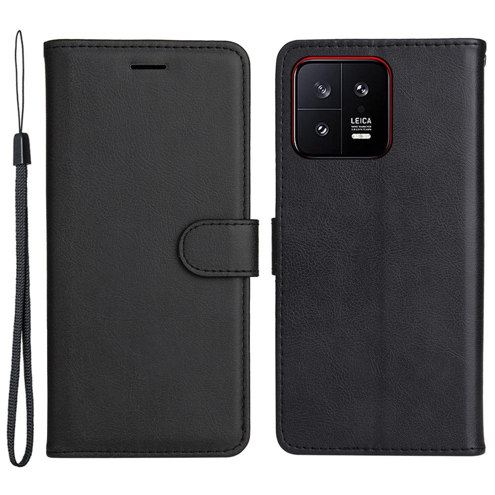 Xiaomi 13 - EIDERWOOD Kunstlæder Flip Cover m. Strop - Sort