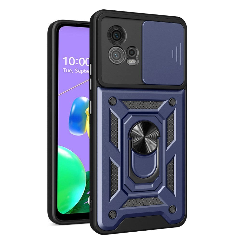 Motorola Moto G72 Craftsman Bakdeksel m. Magnetisk Kickstand & Cam Slider - Blå