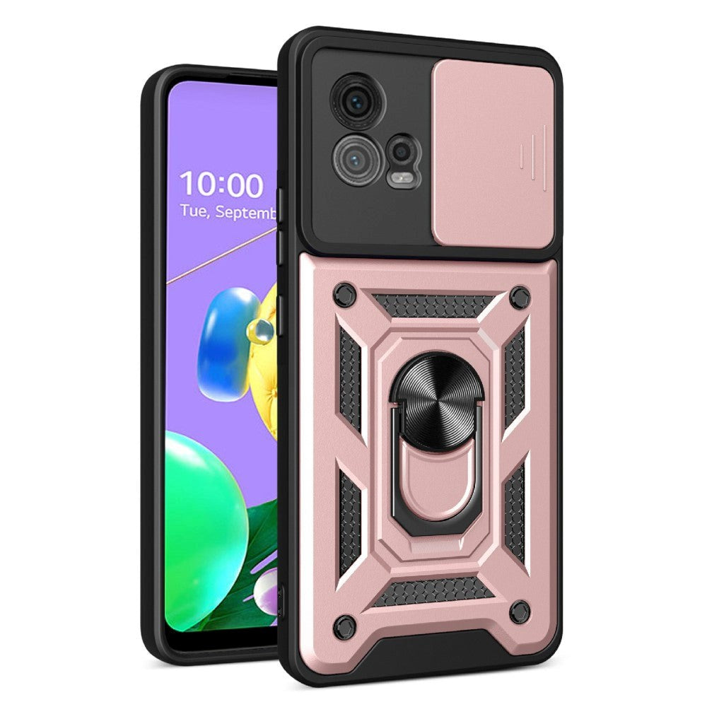 Motorola Moto G72 Craftsman Bakdeksel m. Magnetisk Kickstand & Cam Slider - Rose gull