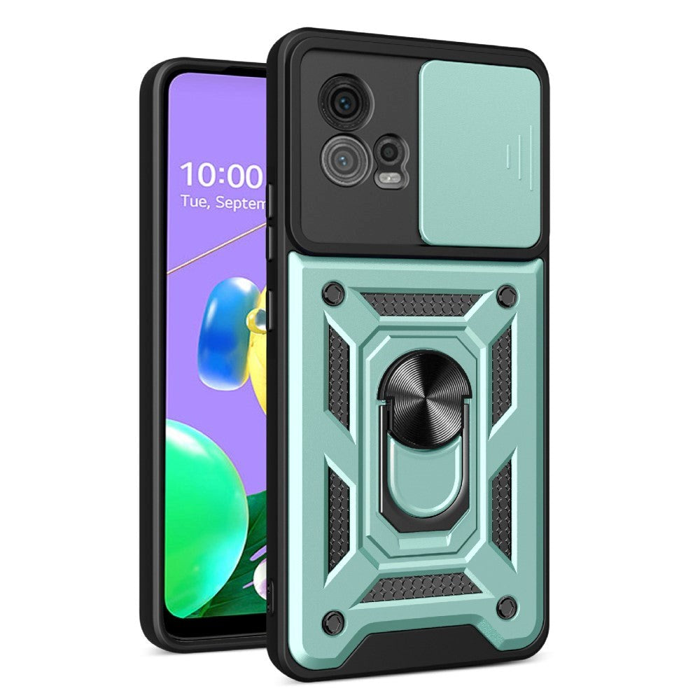 Motorola Moto G72 Craftsman Bakdeksel m. Magnetisk Kickstand & Cam Slider - Grønn