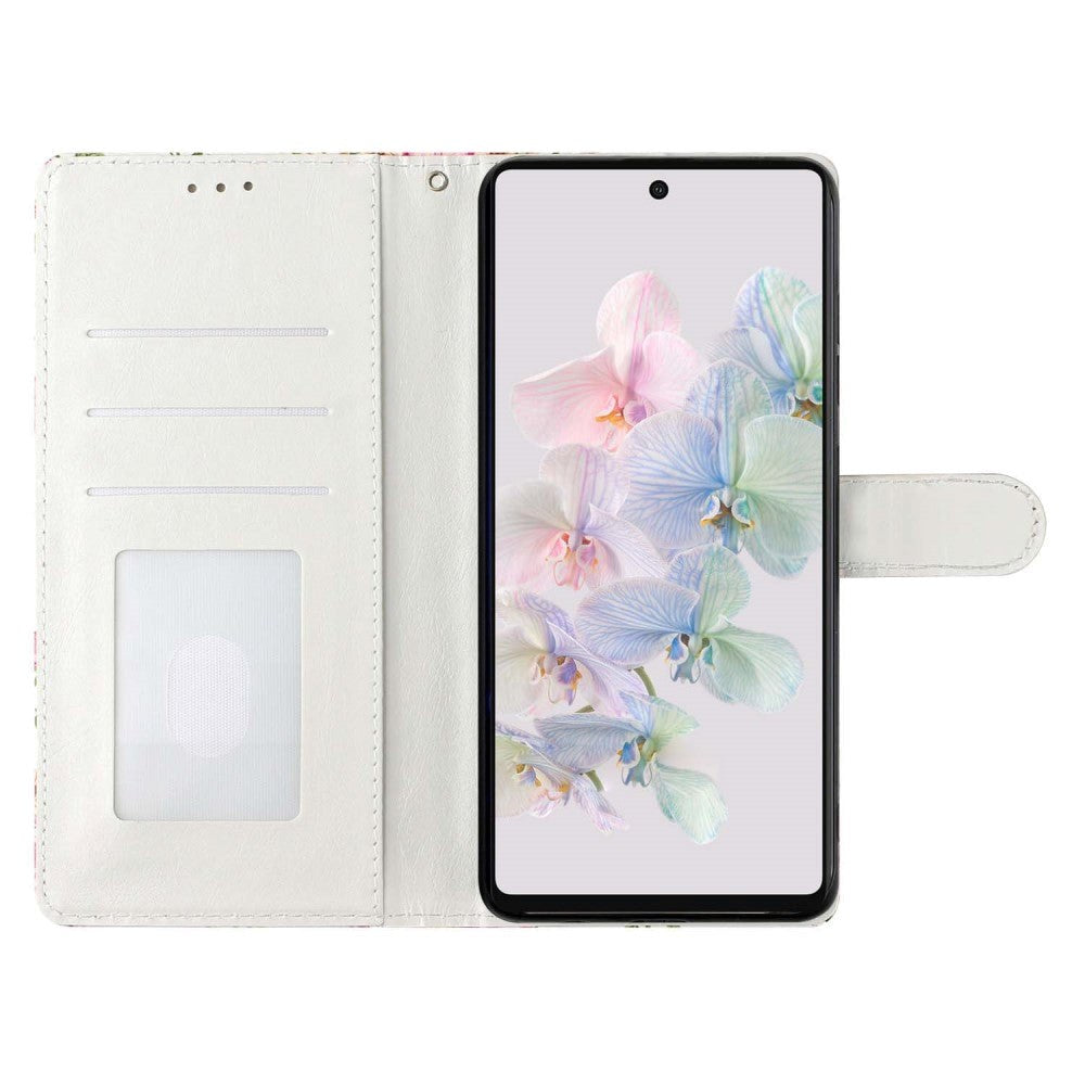 Google Pixel 7 Art Leather Flip Cover m. Lommebok og stropp - Ananas