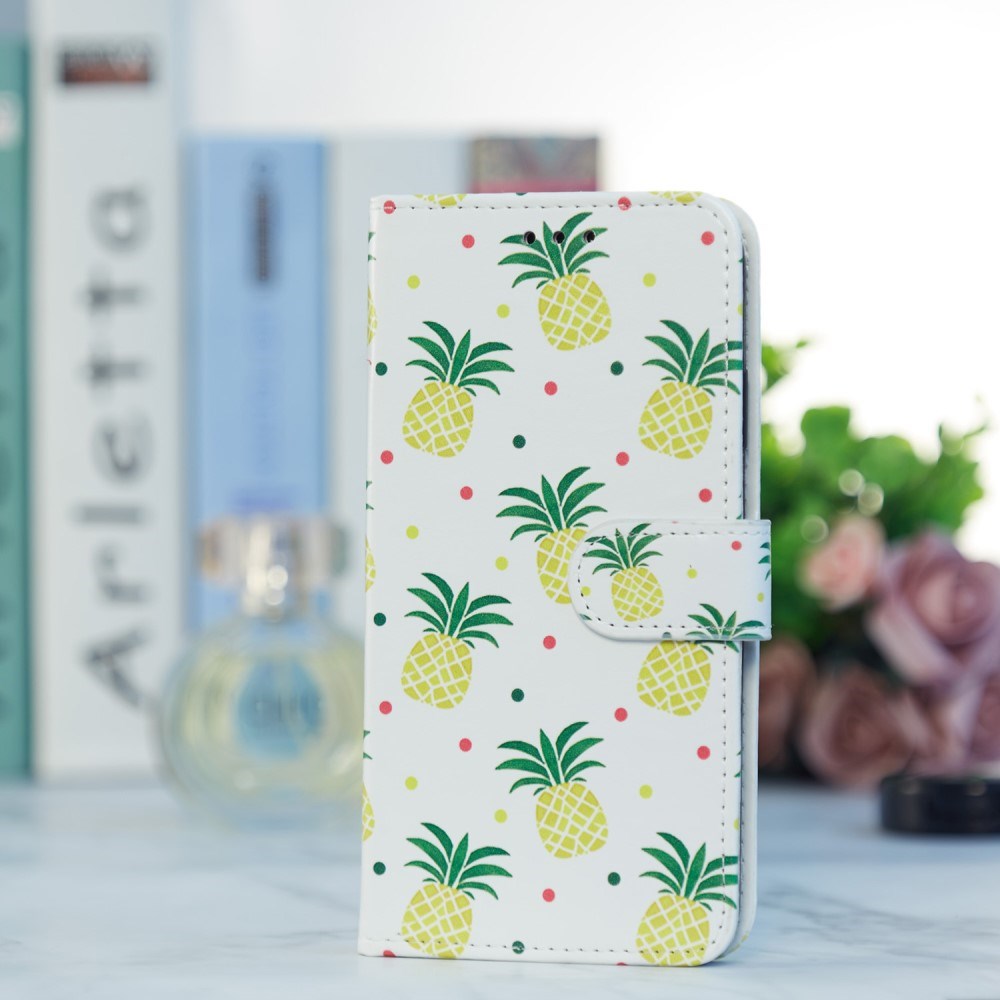 Google Pixel 7 Art Leather Flip Cover m. Lommebok og stropp - Ananas
