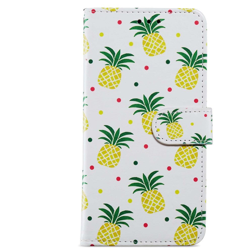 Google Pixel 7 Art Leather Flip Cover m. Lommebok og stropp - Ananas