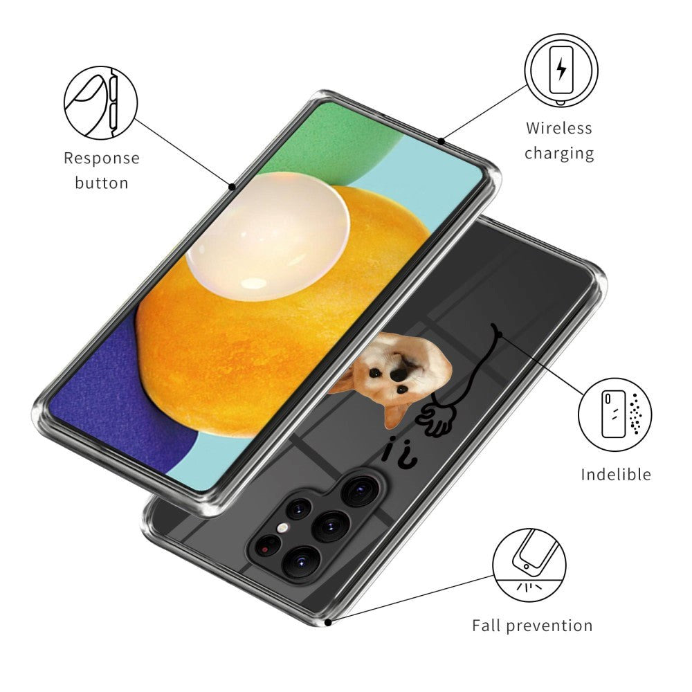Samsung Galaxy S23 Ultra Plastic Transparent Bakdeksel m. Motiv - Overgivende hund