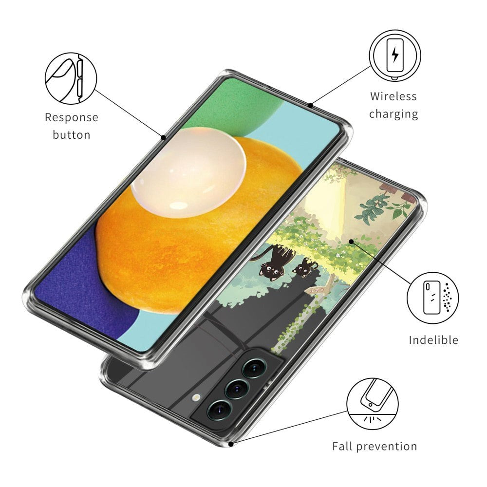 Samsung Galaxy S23, gjennomsiktig plastdeksel m. Motiv - To katter