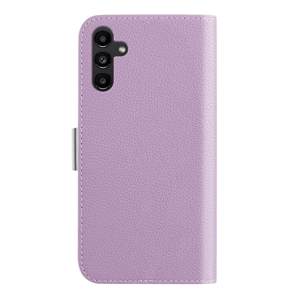 Samsung Galaxy A24 PU Litchi Leather Flip Cover m. Magnetisk lukking - Lilla
