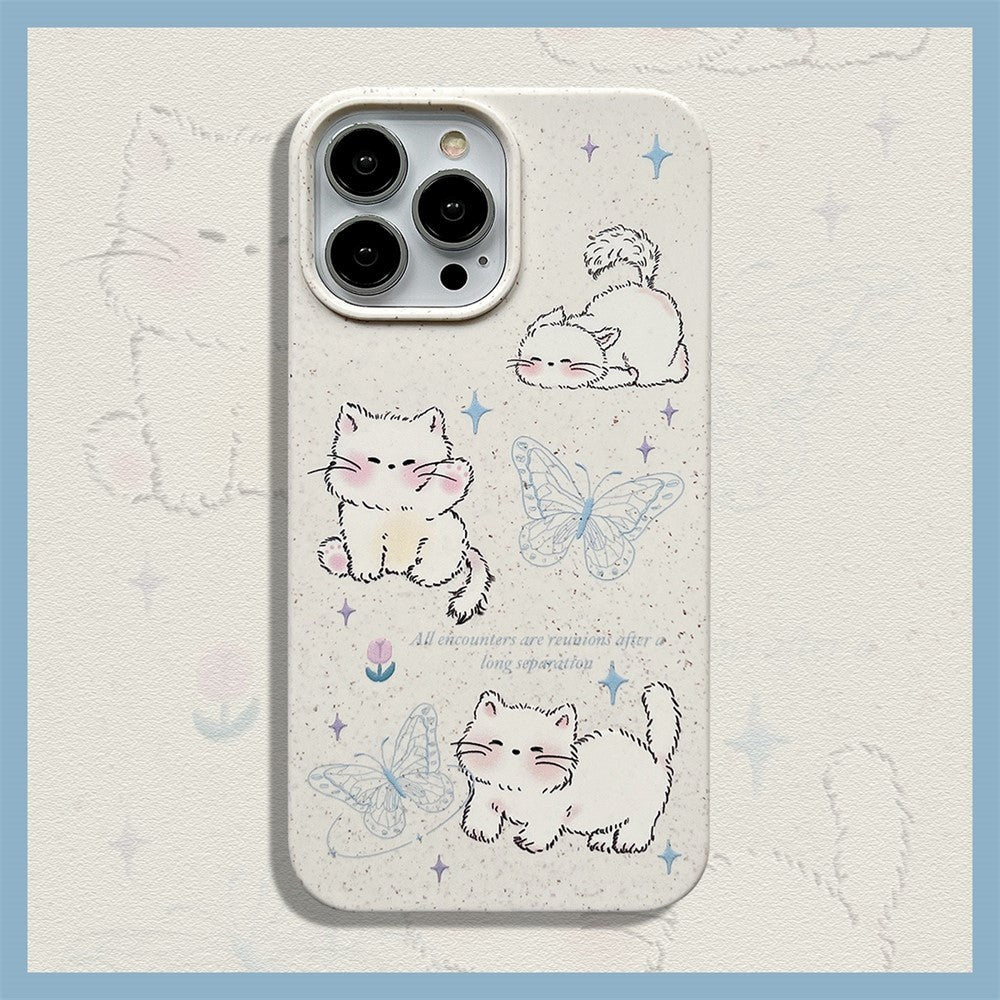 iPhone 13 Pro Fleksibel Plastik Bagside Cover m. Motiv - Sommerfugle og Katte