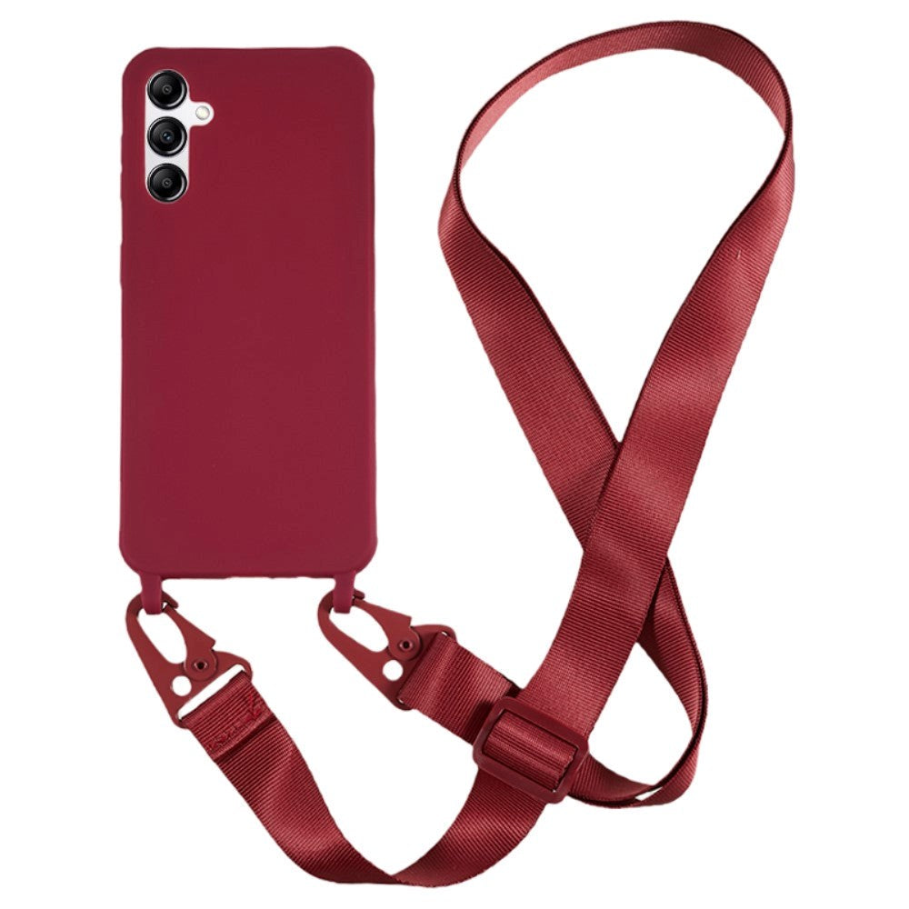 Samsung Galaxy A14 (5G) Fleksibel Plastik Bagside Cover m. Strop - Vin Rød