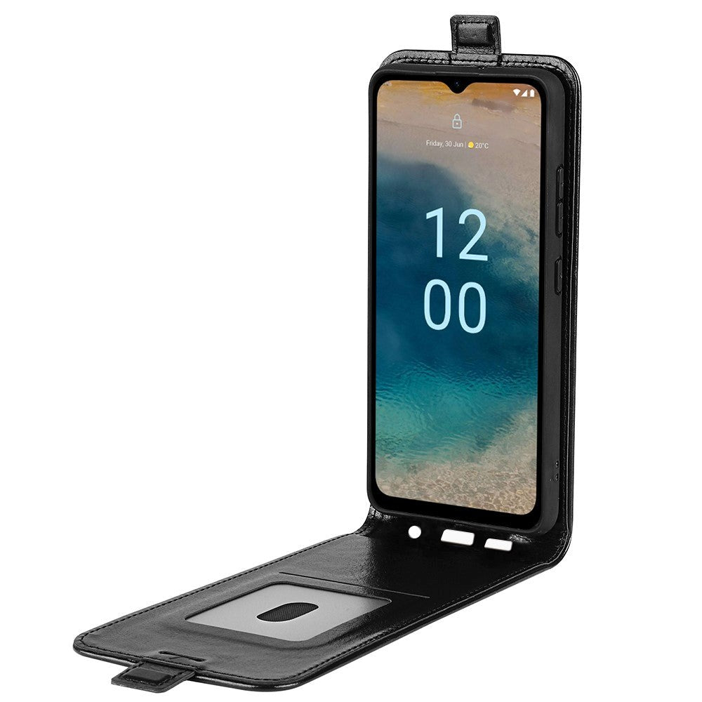 Nokia G22 Vertical Flip Leather Cover m. Kortholder - Sort