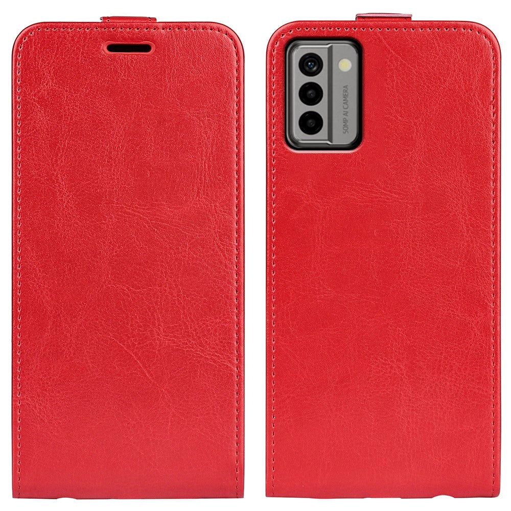 Nokia G22 Vertical Flip Leather Cover m. Kortholder - Rød