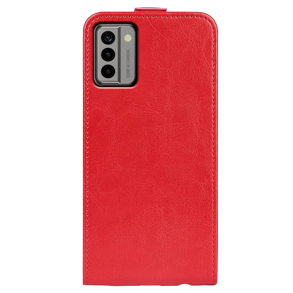 Nokia G22 Vertical Flip Leather Cover m. Kortholder - Rød