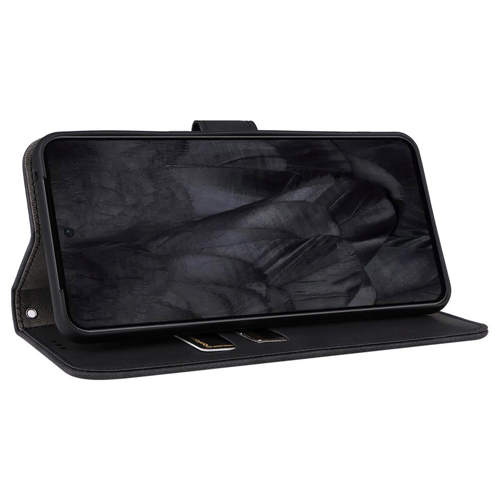 Google Pixel 8 Pro Leather Flip Cover m. Lommebok og stativfunksjon - svart