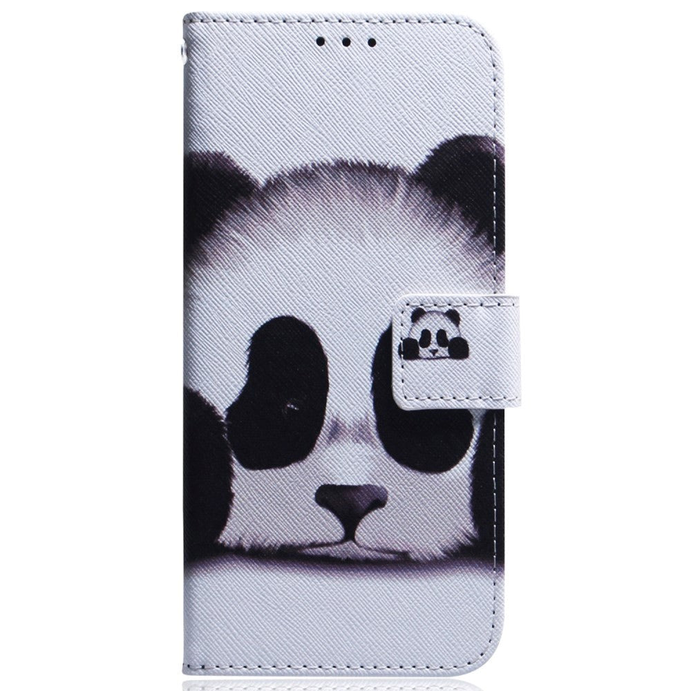 Google Pixel 8 Leather Flip Cover m. Lommebok og trykk - Panda