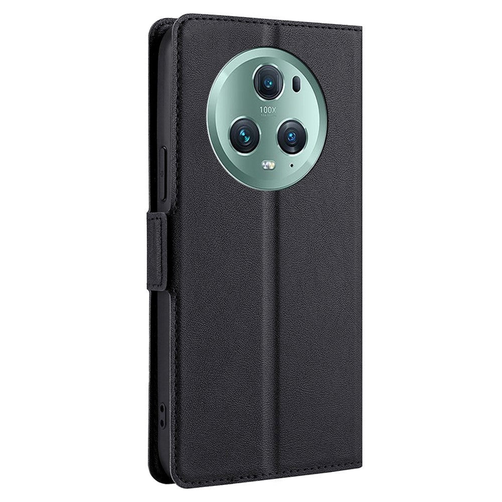 Honor Magic5 Pro Leather Flip Cover m. Kortholder og stativfunksjon - svart