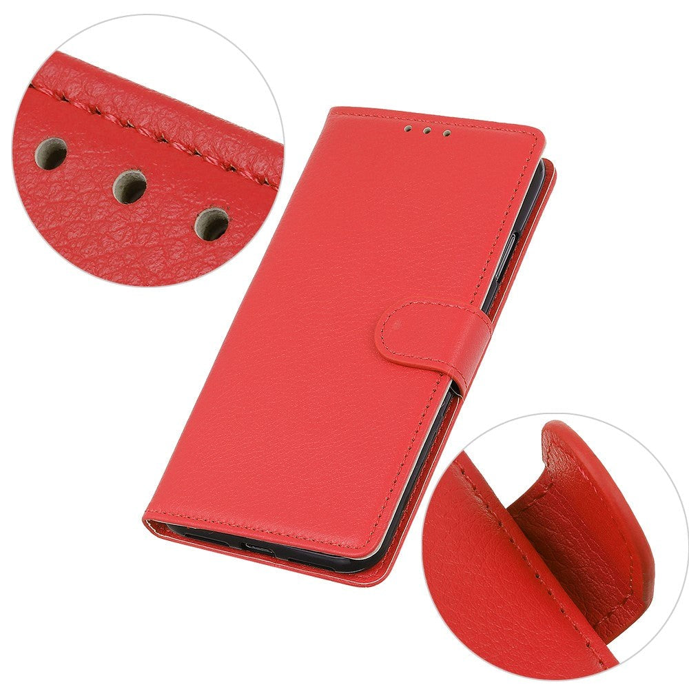 Google Pixel 8 Litchi Læder Flip Cover m. Pung - Rød