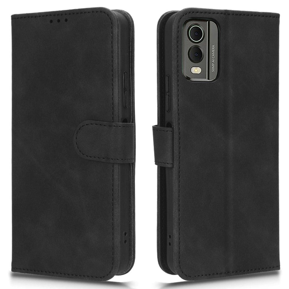 Nokia C32 Leather Flip Cover m. Lommebok og stativfunksjon - svart