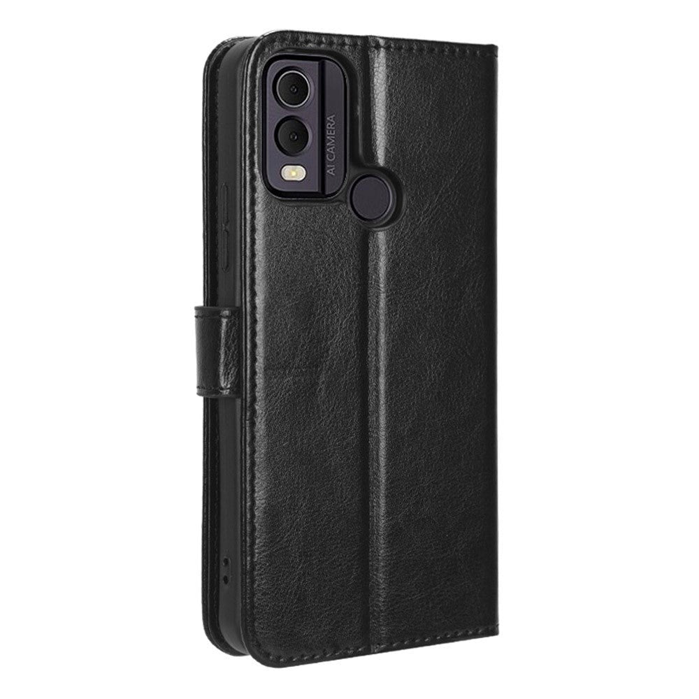 Nokia C22 Leather Flip Cover m. Lommebok og stropp - Svart