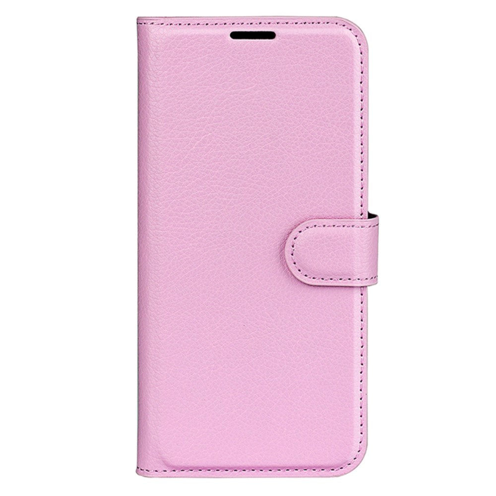 Huawei P60 Pro Litchi Leather Flip Cover m. Lommebok - Rosa