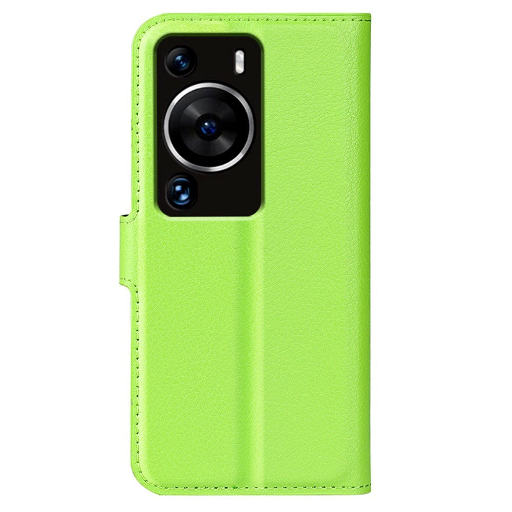 Huawei P60 Pro Litchi Leather Flip Cover m. Lommebok - Grønn
