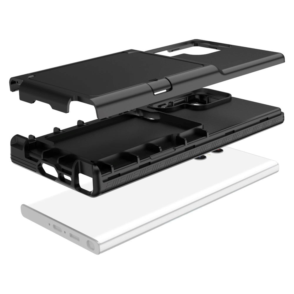 Samsung Galaxy S23 Ultra Hybrid Craftsman Bakdeksel m. Kortholder & innebygd speil - svart